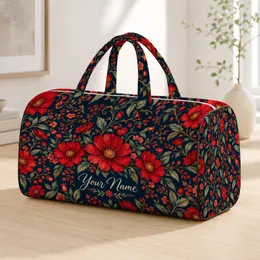 Red Wildflower Vines for Weekend Getaways, Camping Trips and Relaxed Outdoor Escapes Quilted Weekend Bag