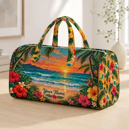 Tropical Beach Sunset and Palm Trees for Coastal Road Trips and Summer Getaways Quilted Weekend Bag