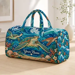 Sea Turtle Ocean Scene for Coastal Beach Travel and Relaxed Summer Vacation Days Quilted Weekend Bag