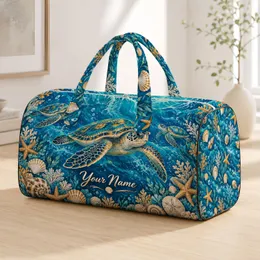 Sea Turtle Coastal Beach Scene for Sunny Getaways and Relaxed Weekend Escapes and Travel Quilted Weekend Bag