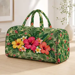 Tropical Hibiscus And Plumeria Blooms For Yoga Retreats, Beach Days And Vacations Quilted Weekend Bag