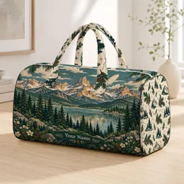 Alpine Mountain Lake and Pine Scenery for Weekend Travel, Camping and Nature Getaways Quilted Weekend Bag