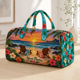 Tropical Sunset Beach Scene With Palm Trees For Sunny Coastal Getaways Quilted Weekend Bag