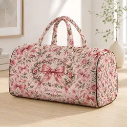 Blush Floral Wreaths And Satin Bows For Romantic Weekend Getaways And Travel For Her Quilted Weekend Bag