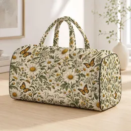 Daisy And Bee Botanical Florals For Beach Camping And Travel Adventures Quilted Weekend Bag