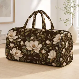 Ivory Magnolia Florals for Elegant Weekend Travel and Relaxed Getaways Quilted Weekend Bag