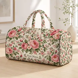 Ivory Rose Bouquet and Sage Foliage for Sunny Beach Getaways and Weekend Travel Lovers Quilted Weekend Bag