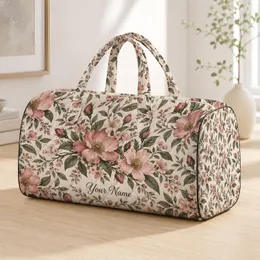 Vintage Rose and Wildflower Motifs for Spa Days, Travel and Weekend Getaways Quilted Weekend Bag
