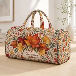 Autumn Botanical Leaves for Cozy Weekend Getaways and Seasonal Travel Adventures Quilted Weekend Bag