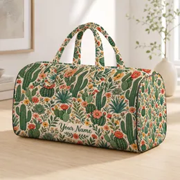 Sage Cactus And Wildflower Motifs For Desert-Inspired Travel And Weekend Getaways Quilted Weekend Bag