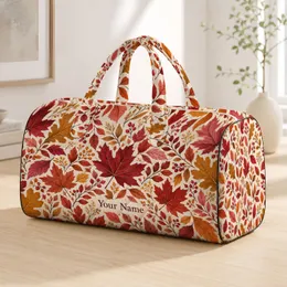 Autumn Leaves in Rust and Gold for Cozy Weekend Getaways and Seasonal Travel Lovers Quilted Weekend Bag