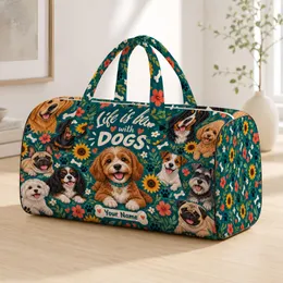 Playful Puppy Portraits for Weekend Getaways and Everyday Travel with Dog Lovers Quilted Weekend Bag