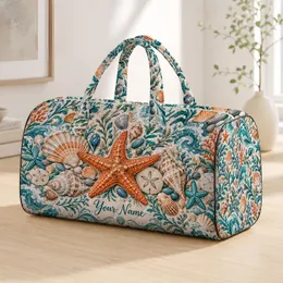 Starfish and Seashell Coastal Keepsake for Sunny Shoreline Getaways and Summer Travel Quilted Weekend Bag