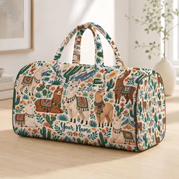 Whimsical Llama And Alpaca Motifs For Colorful Weekend Getaways And Travel Quilted Weekend Bag