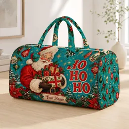 Vintage Santa Christmas Gifts and Baubles for Festive Holiday Travel and Seasonal Gifting Quilted Weekend Bag
