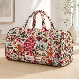 Pink Christmas Trees and Gingerbread Cheer for Festive Winter Getaways and Holiday Travel Quilted Weekend Bag