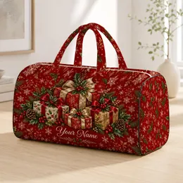 Cranberry Holly And Snowflake Gifts For A Cozy Christmas Getaway Quilted Weekend Bag