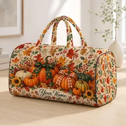 Autumn Pumpkin Bows And Maple Leaves For Cozy Harvest Getaways And Fall Travel Quilted Weekend Bag