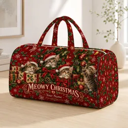 Tabby Cats in Santa Hats with Holiday Gifts for Christmas Season and Cat Lovers Quilted Weekend Bag