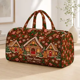 Gingerbread Village And Candy Canes For Cozy Christmas Holiday Getaways Quilted Weekend Bag