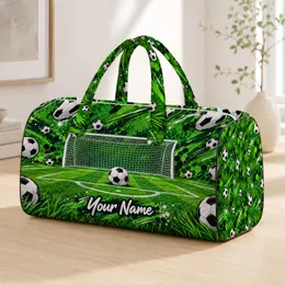 Soccer Ball and Goal Artwork for Weekend Getaways and Sports Travel for Fans Quilted Weekend Bag