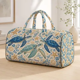 Sea Turtle Starfish and Seashell Coastal Companions for Beach Days and Summer Escapes Quilted Weekend Bag
