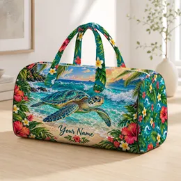 Tropical Sea Turtle Beach Scene for Island Getaways and Coastal Summer Travel Lovers Quilted Weekend Bag