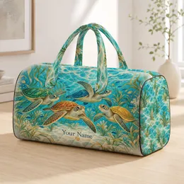 Sea Turtle Lagoon Scene for Coastal Getaways and Sunny Weekend Escapes by the Shore Quilted Weekend Bag
