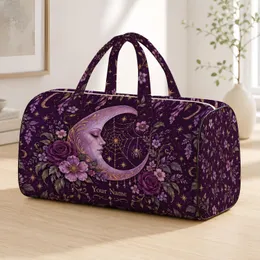 Purple Crescent Moon, Spider And Wildflowers For Enchanted Holiday Travel Escapes Quilted Weekend Bag