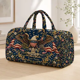 American 250th Anniversary Stars and Eagles for Independence Day Holiday Travel Heritage Quilted Weekend Bag