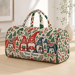 Swedish Gnomes and Dala Horses for Cozy Winter Getaways and Nordic Holiday Journeys Quilted Weekend Bag