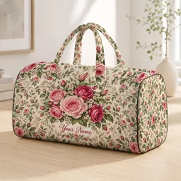 French Rose Bouquet for Romantic Getaways and Elegant Everyday Travel and Leisure Quilted Weekend Bag