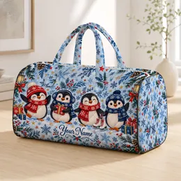 Christmas Penguin Snowflake Celebration for Winter Holiday Travel and Festive Getaways Quilted Weekend Bag