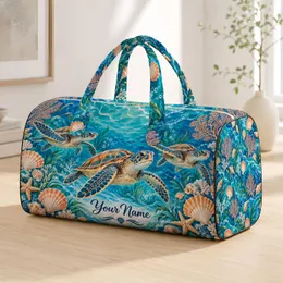 Sea Turtle and Seashell Coastal Getaway for Relaxed Sunny Beach Days and Ocean Lovers Quilted Weekend Bag