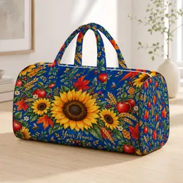 Autumn Sunflowers, Honeybees And Apples For Harvest Picnics And Seasonal Travel Adventures Quilted Weekend Bag