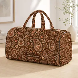 Cocoa Brown Heart Paisley for Relaxed Getaways and Thoughtful Travel Gift Giving Quilted Weekend Bag