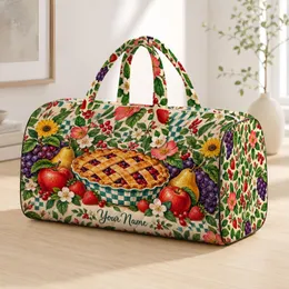 Orchard Fruit and Lattice Pie for Autumn Picnic Days and Weekend Getaways Quilted Weekend Bag