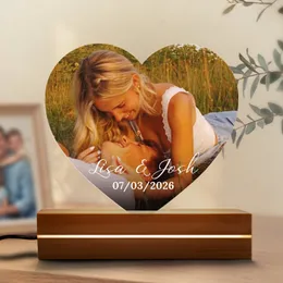 Personalized Couple Photo Heart Night Light – Custom Acrylic LED Lamp with Names & Date, Christmas Gift for Girlfriend