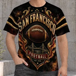 San Francisco Football Crest With Golden Flames for Game Day and School Spirit All-over Print Unisex T-shirt