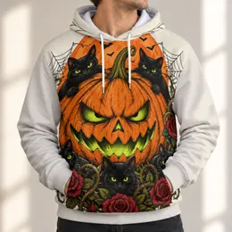 Menacing Pumpkin, Black Cats & Red Roses for Halloween Parties and Autumn Nights All-over Print Hoodie (Lightweight)
