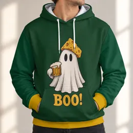 Cheese Hat Ghost with Beer Mug for Halloween Game Day Fun All-over Print Hoodie (Lightweight)
