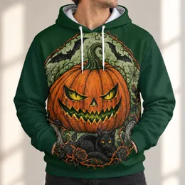 Jack-O'-Lantern, Black Cat And Bats For Spooky Halloween Nights All-over Print Hoodie (Lightweight)