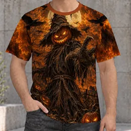 Pumpkin-Head Scarecrow Beneath a Full Moon for Halloween Night and Autumn Gatherings All-over Print Unisex T-shirt
