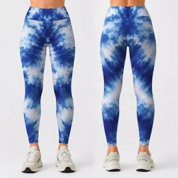 Cobalt Blue Tie Dye Waves for Yoga, Gym Training and Outdoor Running Leggings
