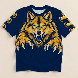 Fierce Golden Wolf Mascot for Outdoor Game Day and Casual Autumn Adventures for Fans All-over Print Unisex T-shirt