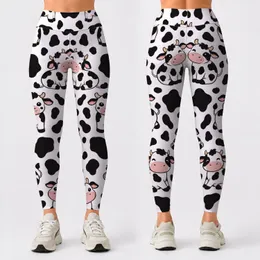 Cute Cartoon Cows And Black Holstein Spots For Yoga, Pilates, And Everyday Wear Leggings