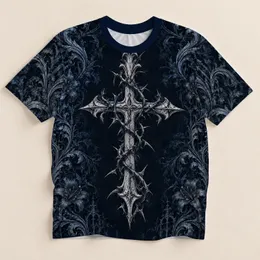 Thorn-Wrapped Silver Cross for Gothic Festivals and Dark Aesthetic Wear All-over Print Unisex T-shirt