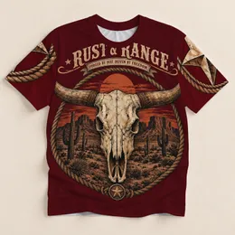 Bull Skull Desert Cactus Cowboy Western Style for Outdoor Travel and Everyday Wear All-over Print Unisex T-shirt