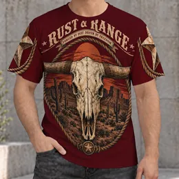 Bull Skull Desert Cactus Cowboy Western Style for Outdoor Travel and Everyday Wear All-over Print Unisex T-shirt