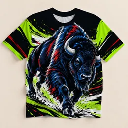 Bold Buffalo Head with Lime Accents for Game Day and Sports Fans All-over Print Unisex T-shirt